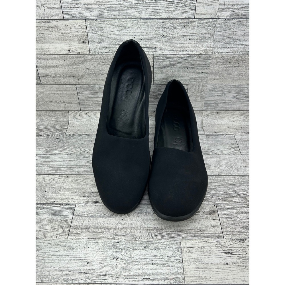 ECCO Black Fabric Slip On Wedge Heel Shoes‎ Women Size 38